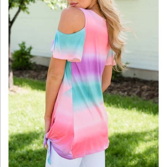 Multi color Cold Shoulder Top - Picture 5 of 5